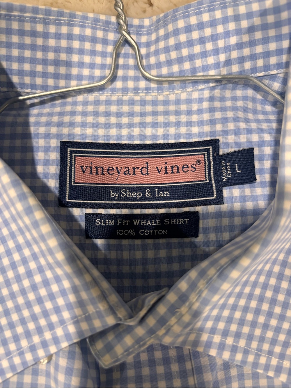 Vineyard Vines Men's Light Blue Gingham Dress Shirt